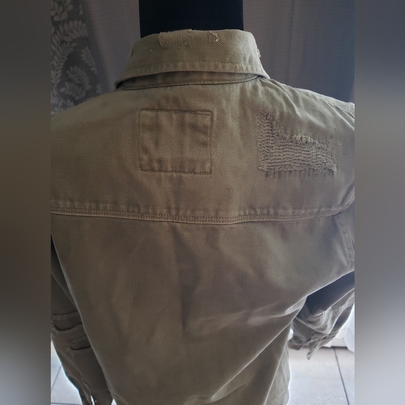 Men's Zara Denim Coat / Over Shirt - size S - Like New! Olive Green - Picture 4 of 5